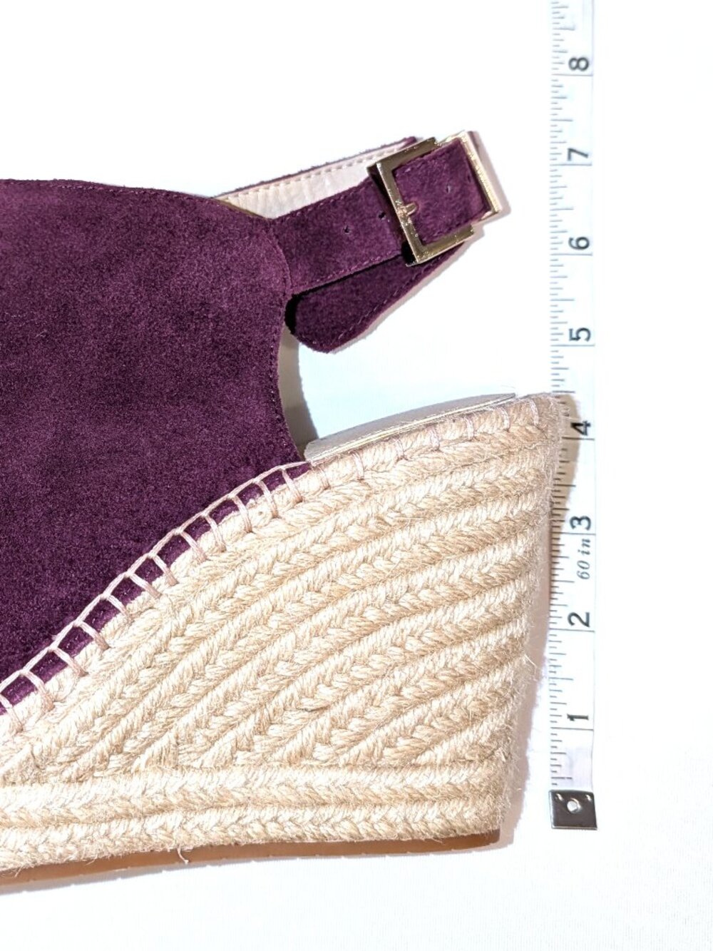 NWOT Kenneth Cole | Olivia Suede Espadrille Wedge Sandals Eggplant Purple Sz 10 - Picture 10 of 10